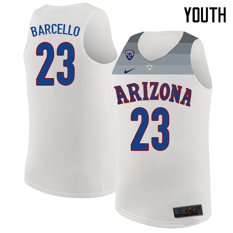 2018 Youth #23 Alex Barcello Arizona Wildcats College Basketball Jerseys Sale-White